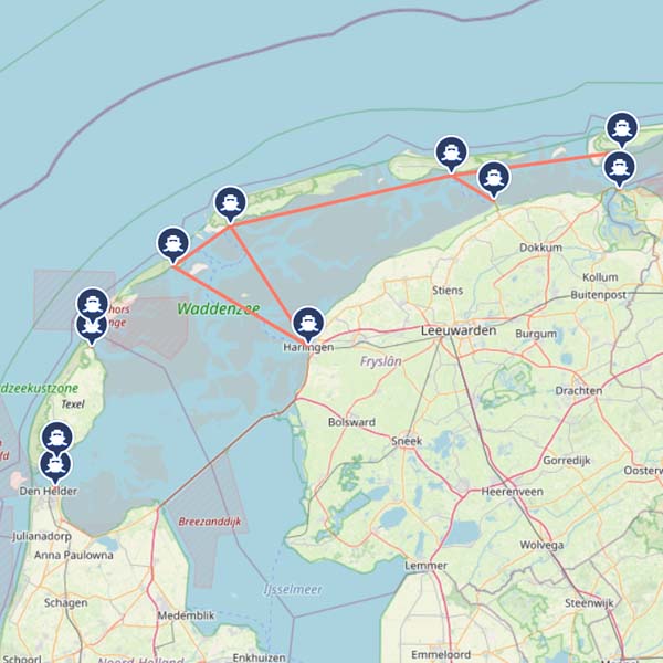 Ferry Map Wadden Islands Netherlands 