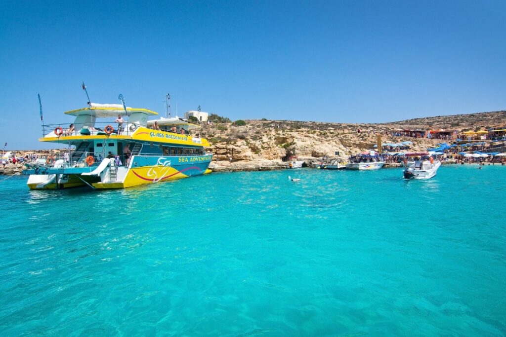 Ferries moored at Comino's Blue Lagoon