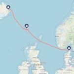 Route map ferry to Faroe Islands