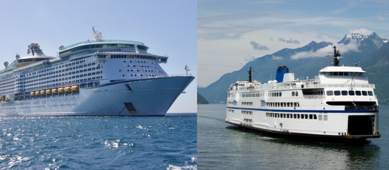 difference cruise ship ferry