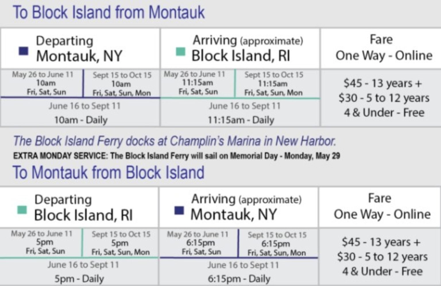 Block Island Ferry Schedule 2023  5 routes - FerryGoGo.com