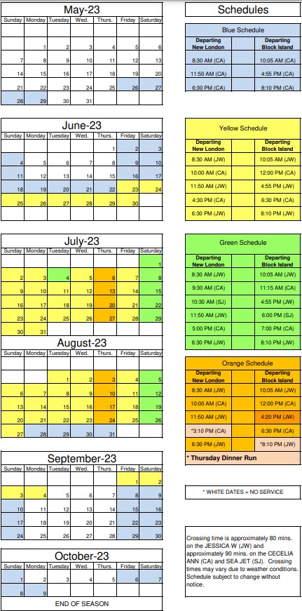 Block Island Ferry Schedule 2023 / 5 routes - FerryGoGo.com