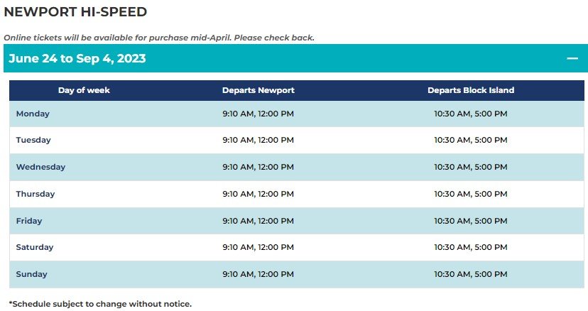 Block Island Ferry Schedule 2023 / 5 routes - FerryGoGo.com