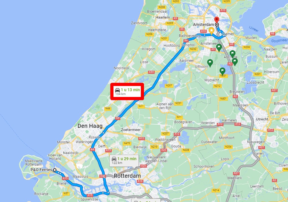 drive to amsterdam from rotterdam hull