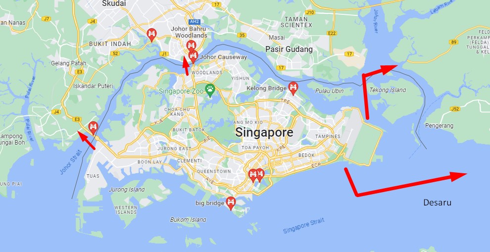 All connections to Malaysia from Singapore