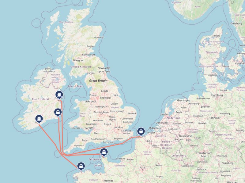 Ferry to the Netherlands from Ireland - Map, routes and info