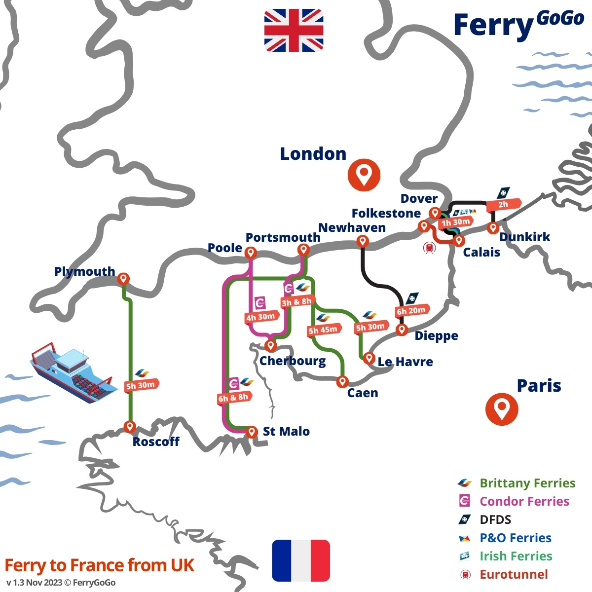 Reklame kop straf Ferry to France from UK - All 10 Routes - FerryGoGo