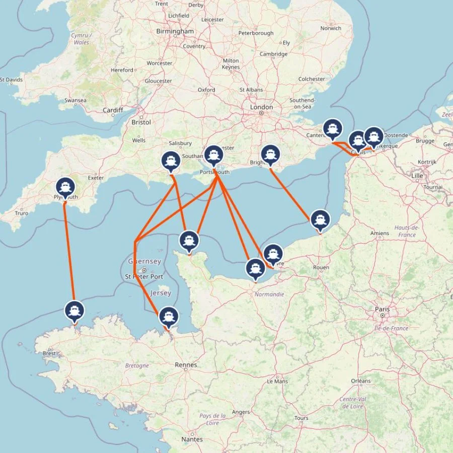Ferry map France UK
