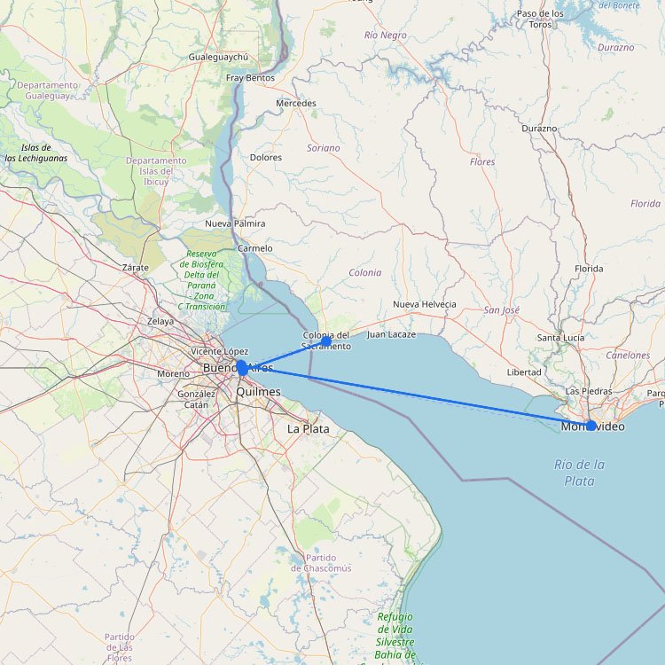 Ferries to Buenos Aires: Route Map