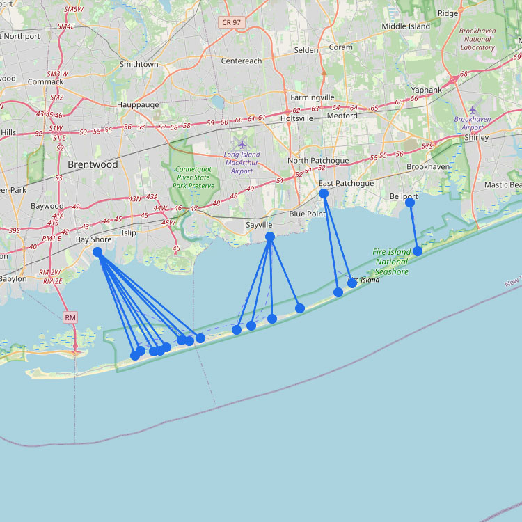 Ferry Map & Routes to Fire Island