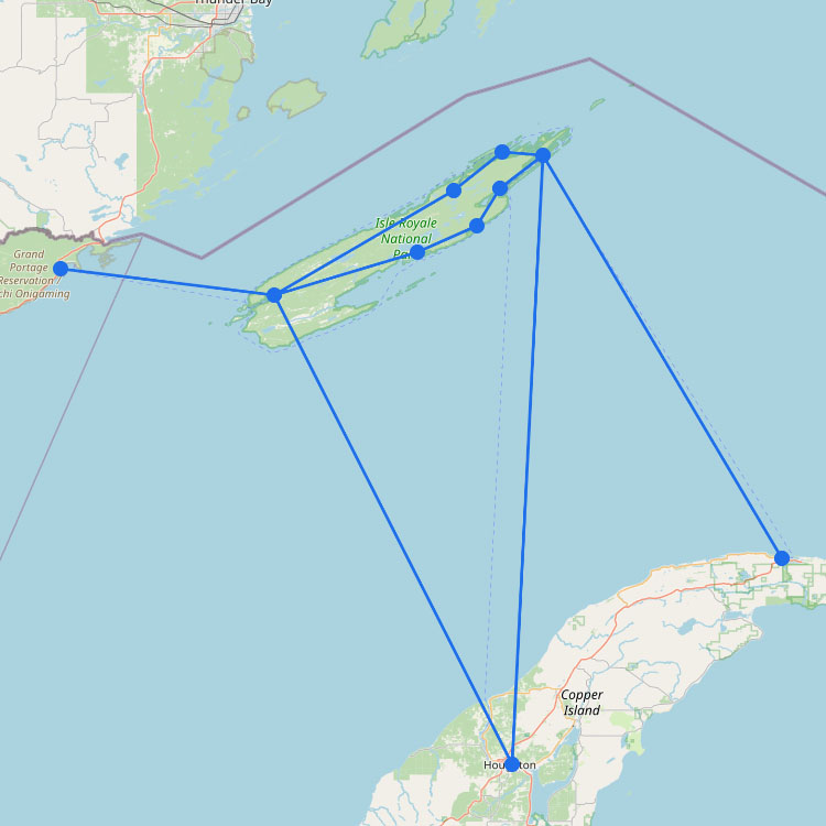 Map of Ferries to Isle Royale