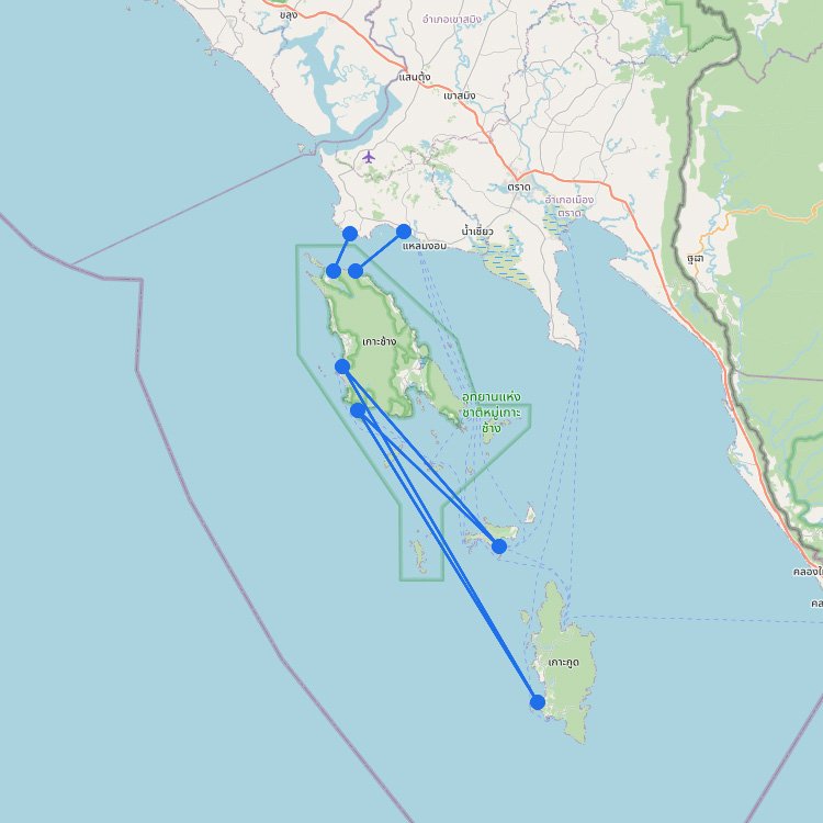 Map of Ferries to Ko Chang