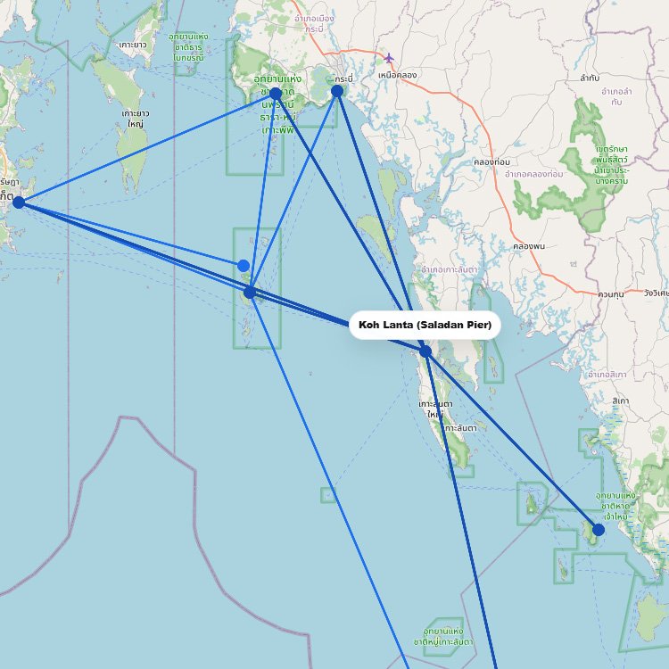 Map of Ferries to Koh Lanta