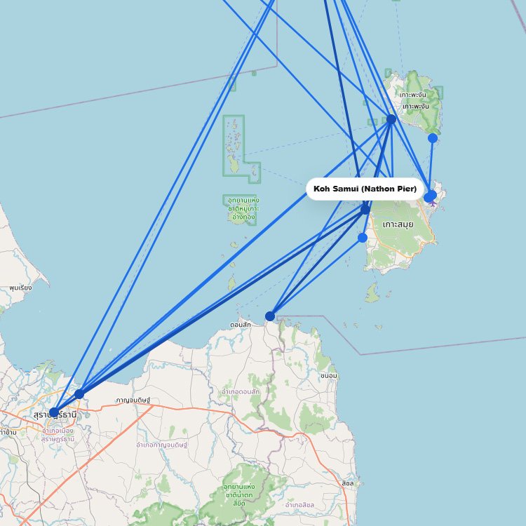 Ferry Map & Routes to Koh Samui