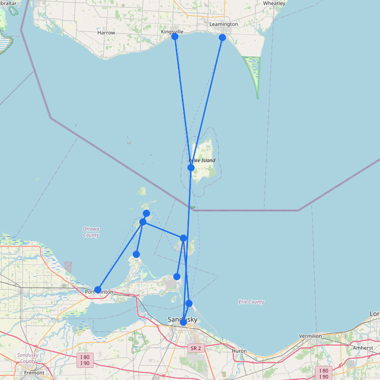 Ferries to Pelee Island: Route Map