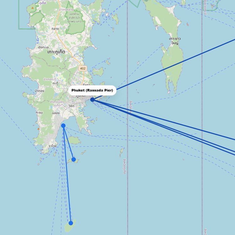 Map of Ferries to Phuket
