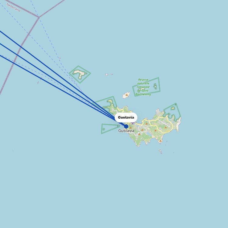 Ferries to Saint Barths: Route Map