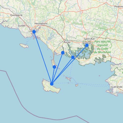 Carte des ferries : Belle-Île