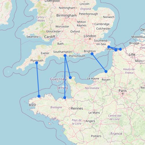 Carte des ferries de Normandie