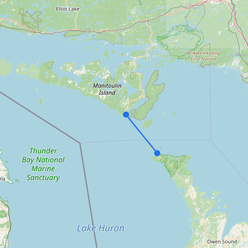 Map of Ferries to Manitoulin Island