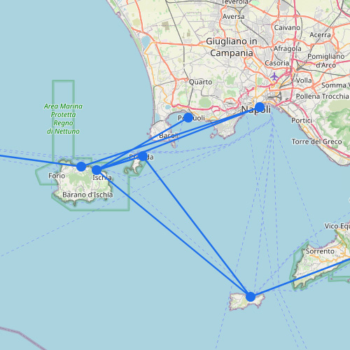 Mappa dei traghetti per Ischia