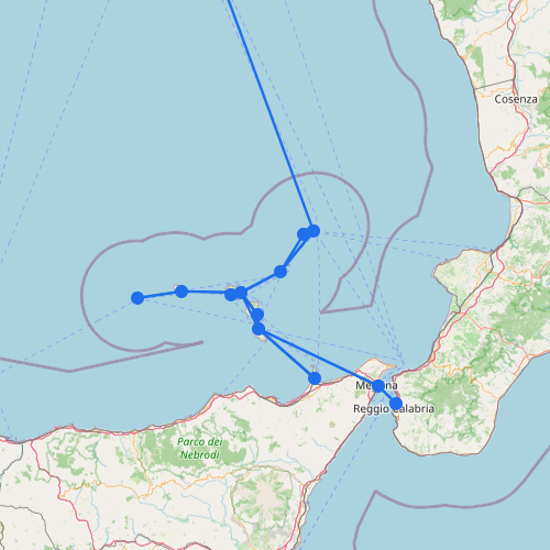Mappa delle rotte per Lipari