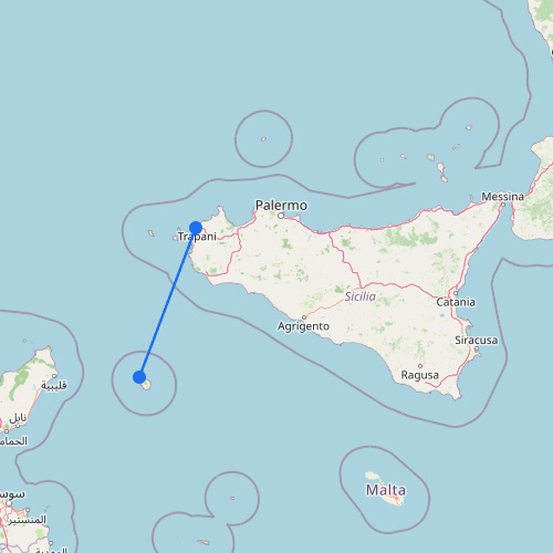 Mappa delle rotte per Pantelleria