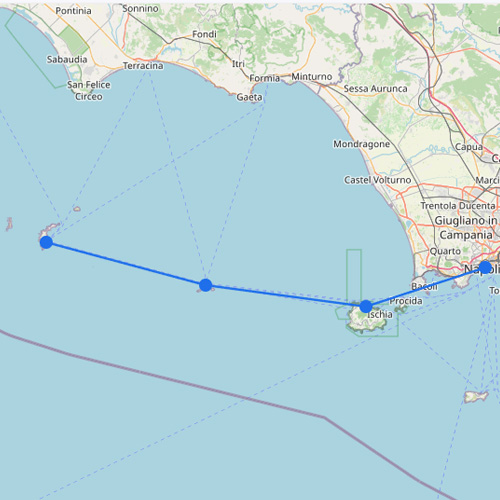 Mappa dei traghetti per Ponza