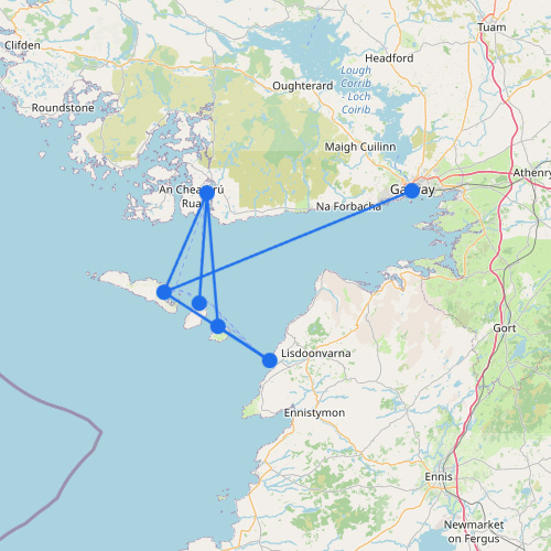 Map of Ferries to the Aran Islands