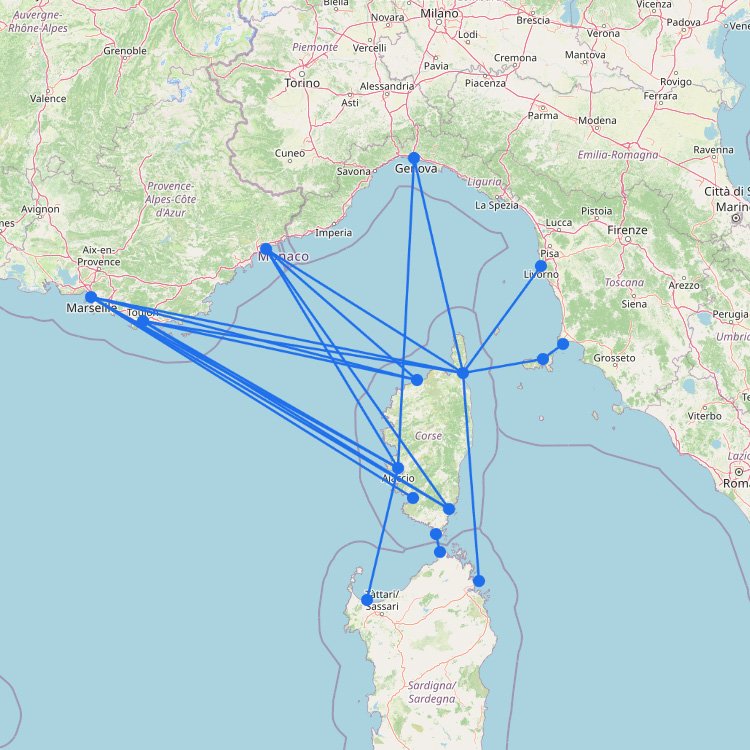 Ferries to Corsica: Route Map