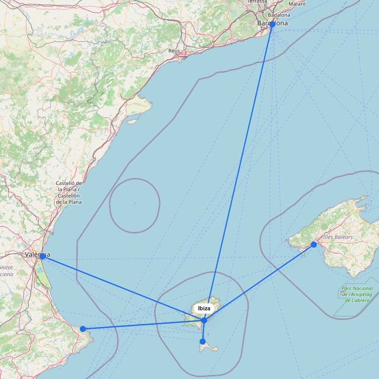 Ferry to Ibiza Map