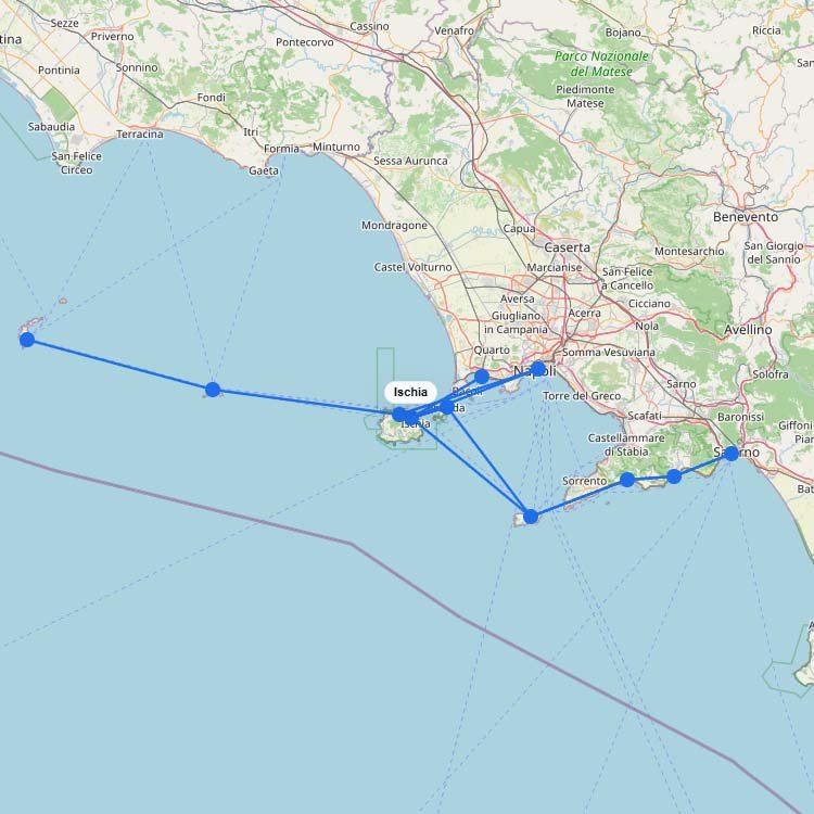 Ferries to Ischia: Route Map