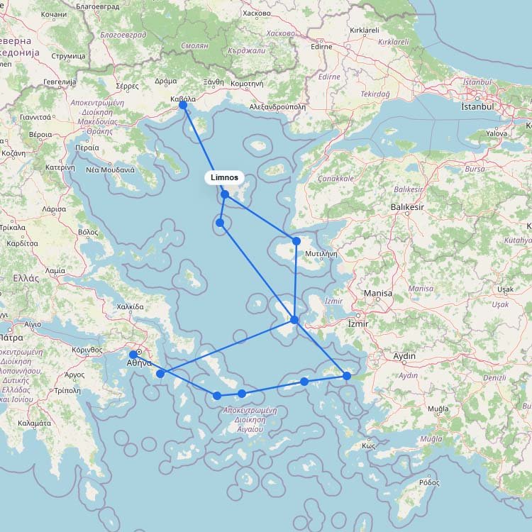Map of Ferries to Limnos