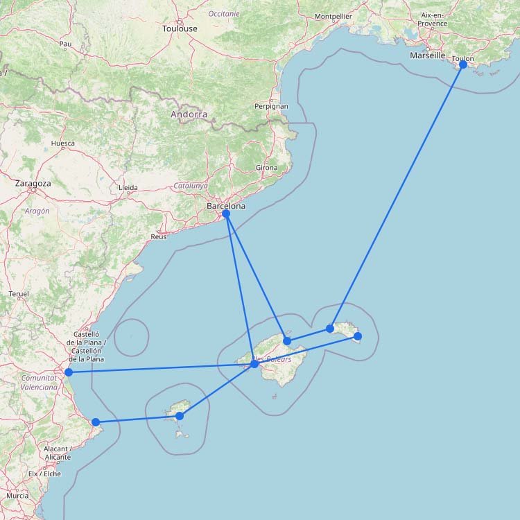Ferry to Mallorca map