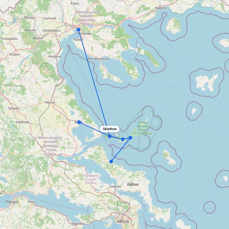 Ferry Routes to Skiathos