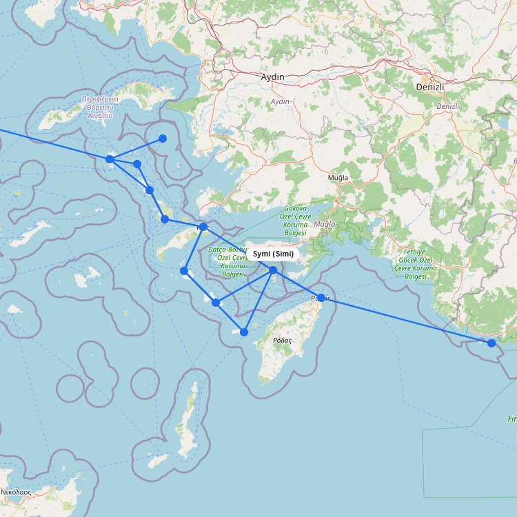 Ferry Map & Routes to Symi