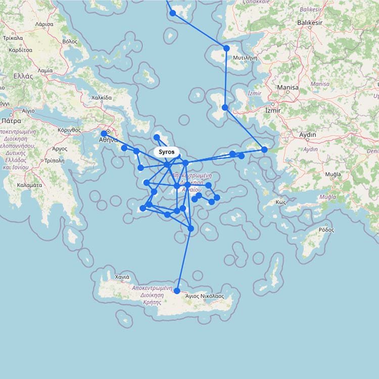 Ferries to Syros: Route Map