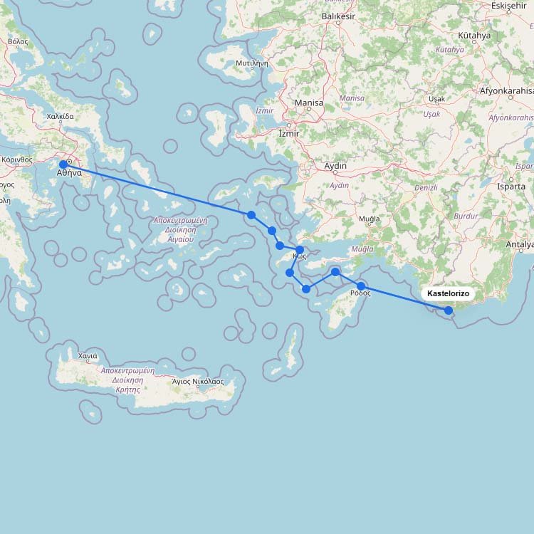 Ferries to Kastellorizo: Route Map