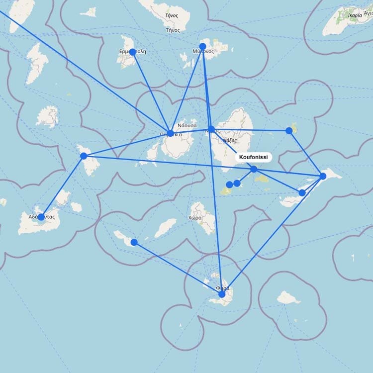 Ferries to Koufonisia: Route Map