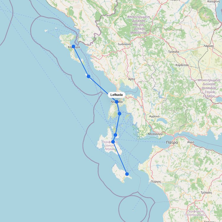 Ferry Map & Routes to Lefkada